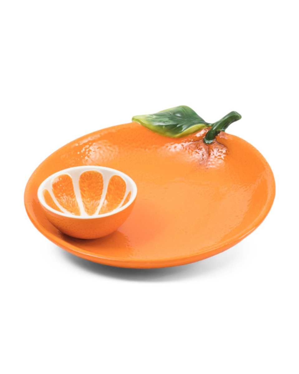 T J Maxx S Orange Shaped Chip And Dip Plate Dish Is A Summer Must Have Parade